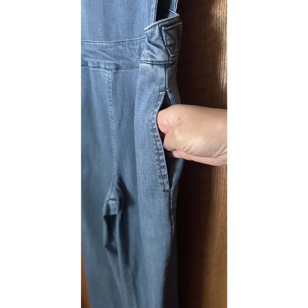 Rachel Roy Denim Jumpsuit 6 Sleeveless Wide-Leg Utilitarian Relaxed Casual Chic - Picture 8 of 10